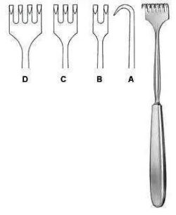 Ретрактор-гачок Кохера-Фолькмана, гострий, 220 мм, 4 зубці Bio Tules Impex BTS-5-932-01.3